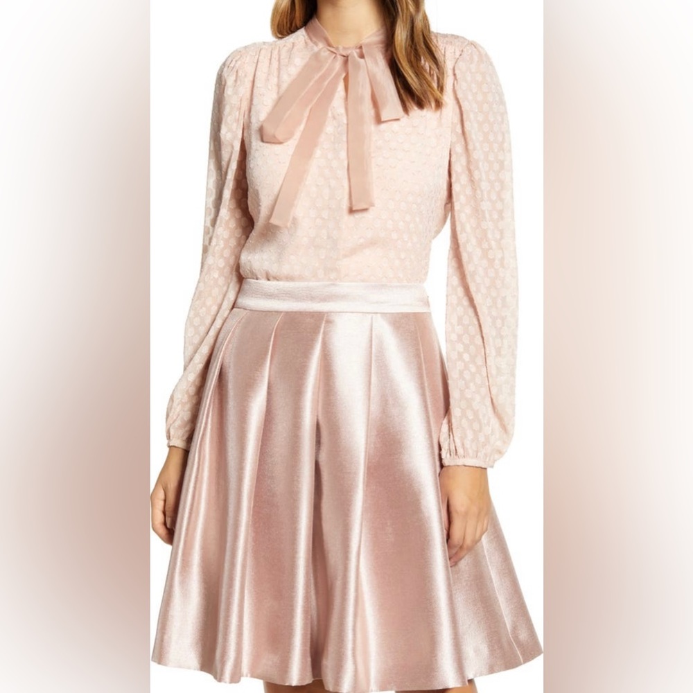 Rachel Parcell Textured Dot Bow Blouse